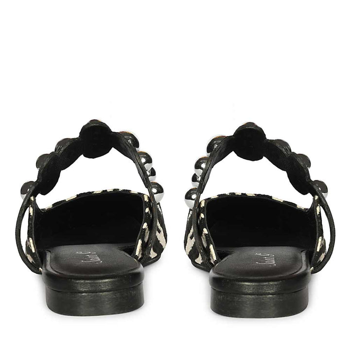 Saint Danika White Zebra Studded Leather Flats