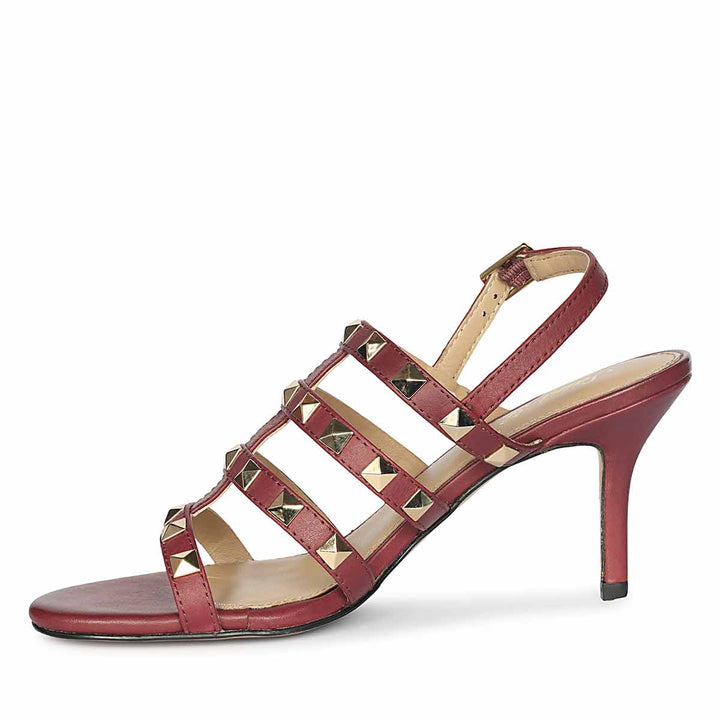 Saint Colette Rockstud Bordo Leather Stilettos