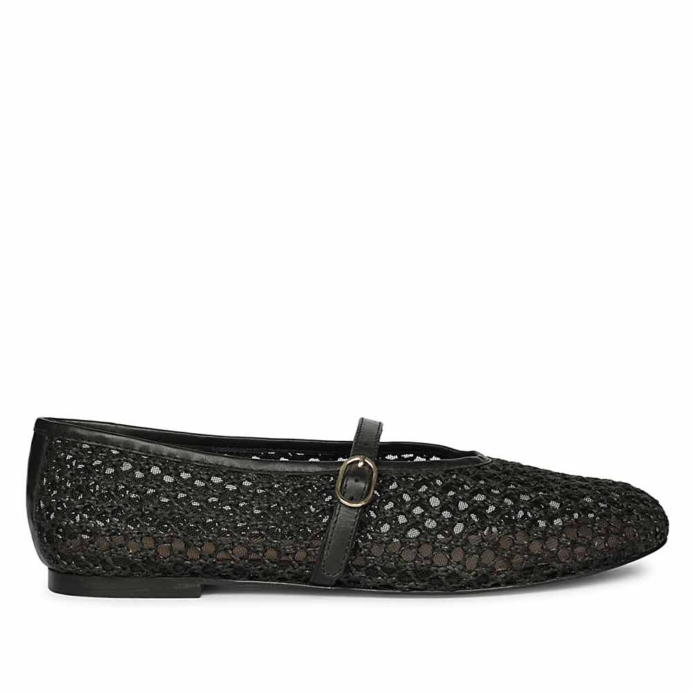 Saint Hattie Woven Black Leather Ballet Flats