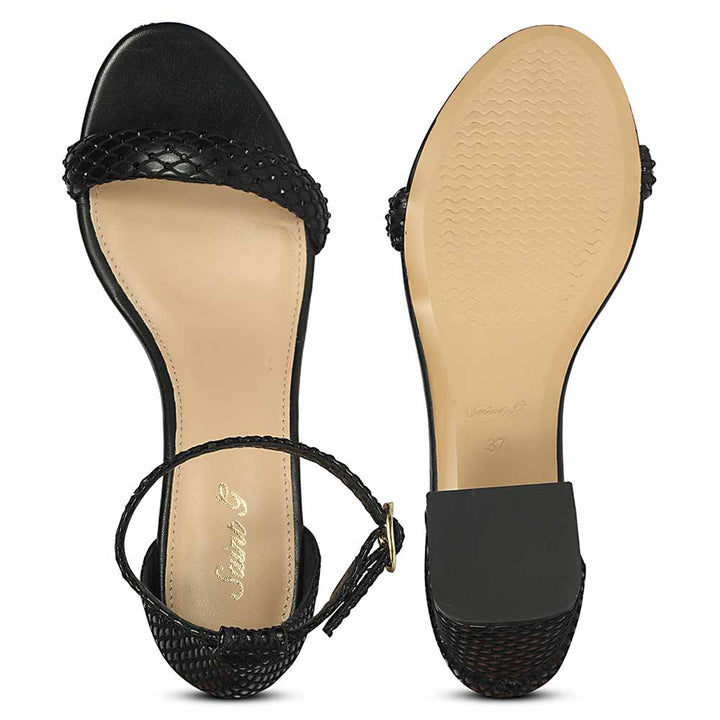 Saint Verona Black Vegan Leather Block Heels