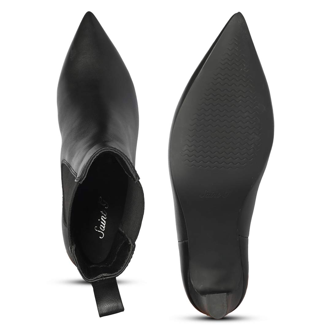 Saint Black Leather Heel Ankle Boots