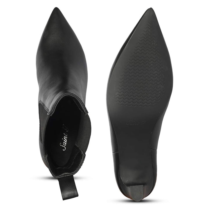 Saint Black Leather Heel Ankle Boots