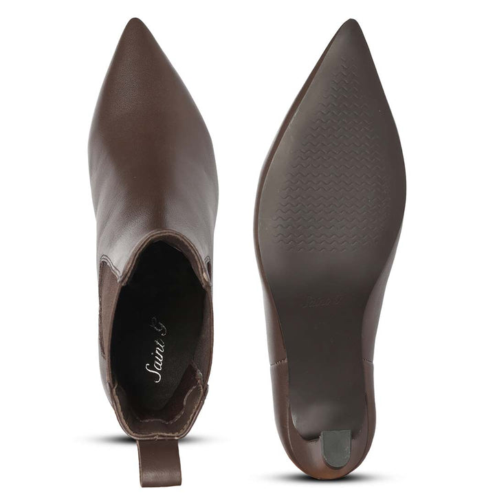 Saint Brown Leather Heel Ankle Boots