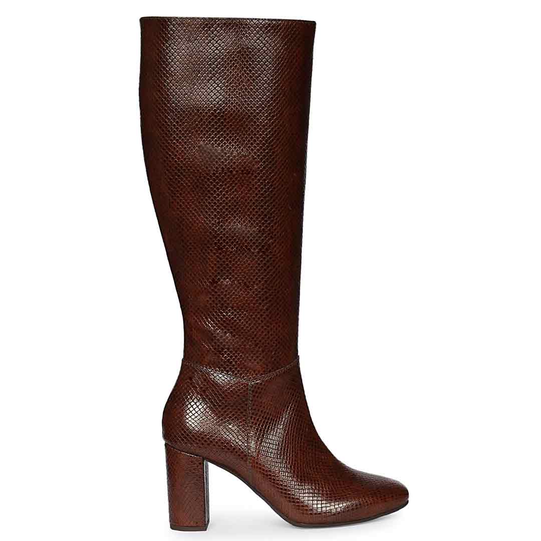 Saint Leona Croco Embossed Leather Long Boots