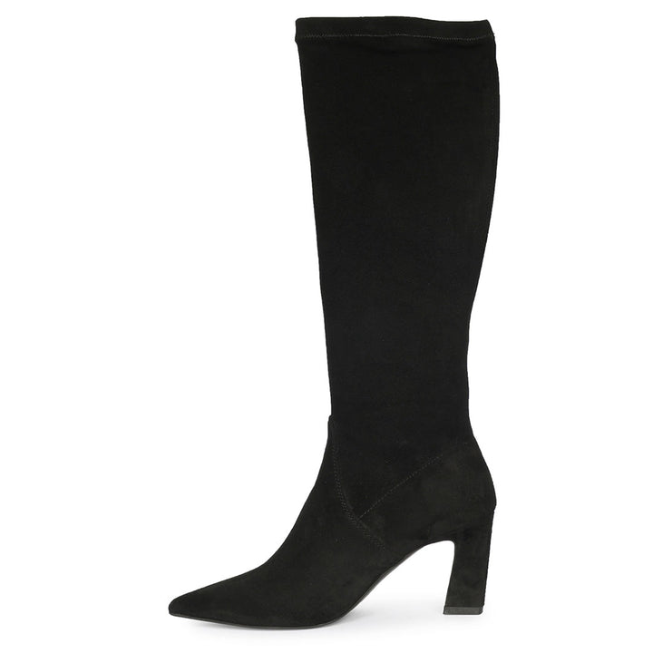 Saint Maren Black Stretch Suede Knee High Long Boots