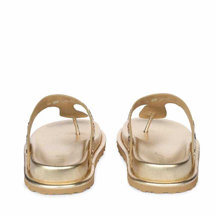 Saint Raelyn Eyelet Gold Leather Footbed Sandals