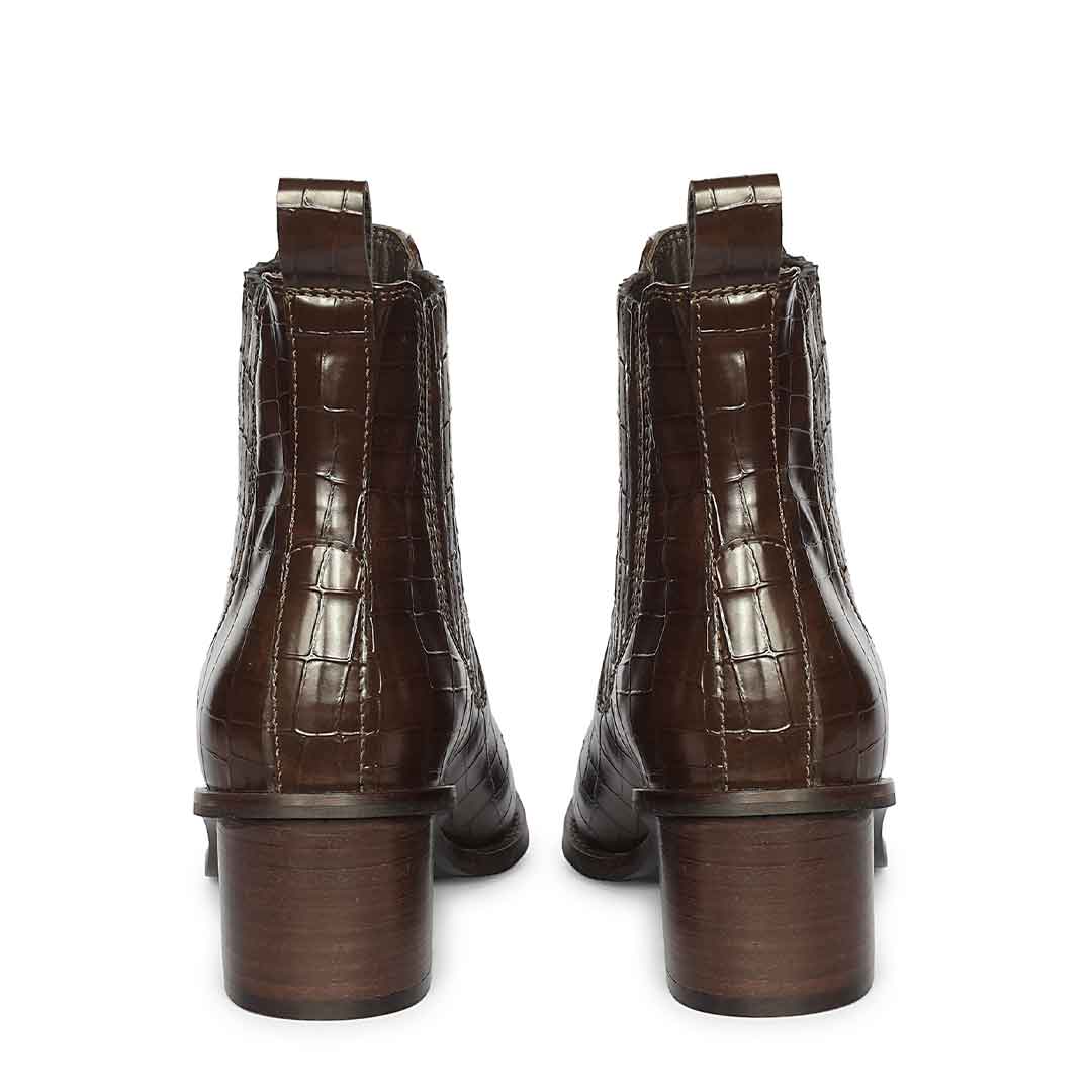 Saint Winifred Snake Embossed Brown Leather Ankle boots
