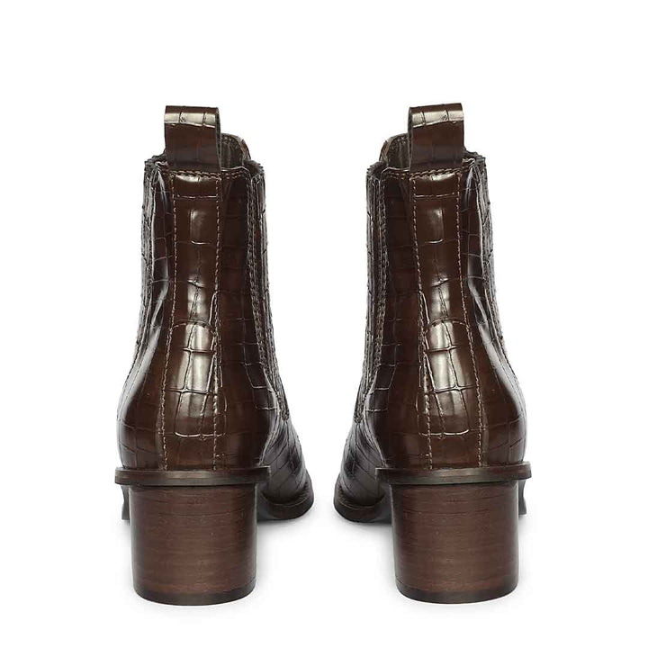 Saint Winifred Snake Embossed Brown Leather Ankle boots