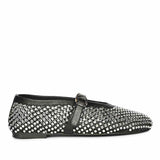 Saint Lennon Strass Embellished BlackLeather Flats