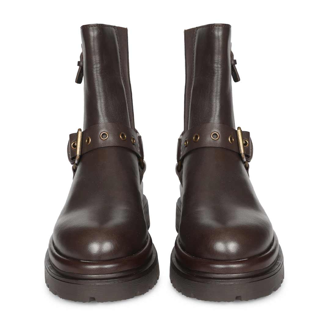 Saint Allison Brown Leather High Ankle Boots