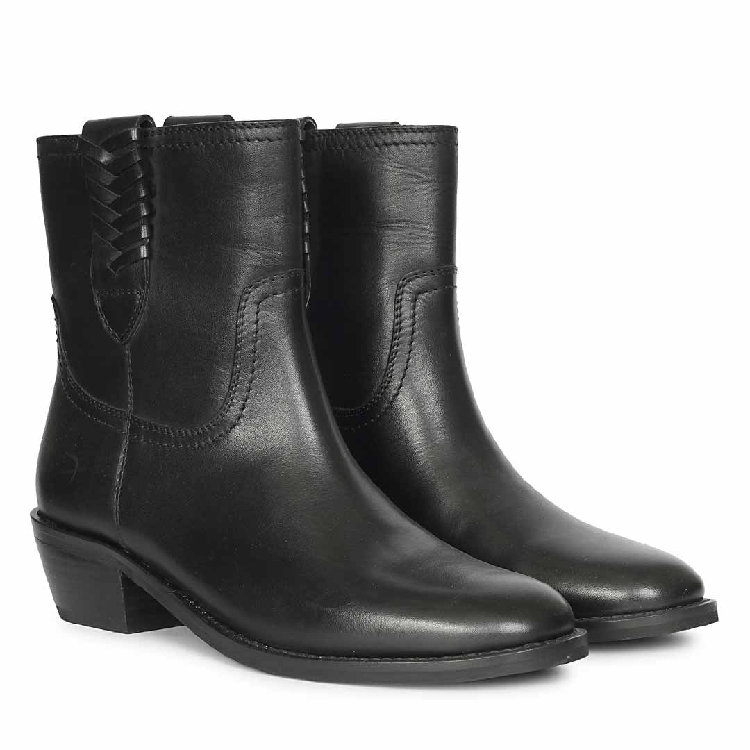 Saint Marina Black Leather High Ankle Boots