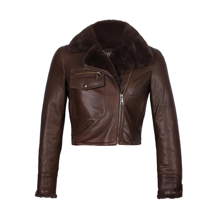 Saint Darcy Brown Leather Women Biker Jacket