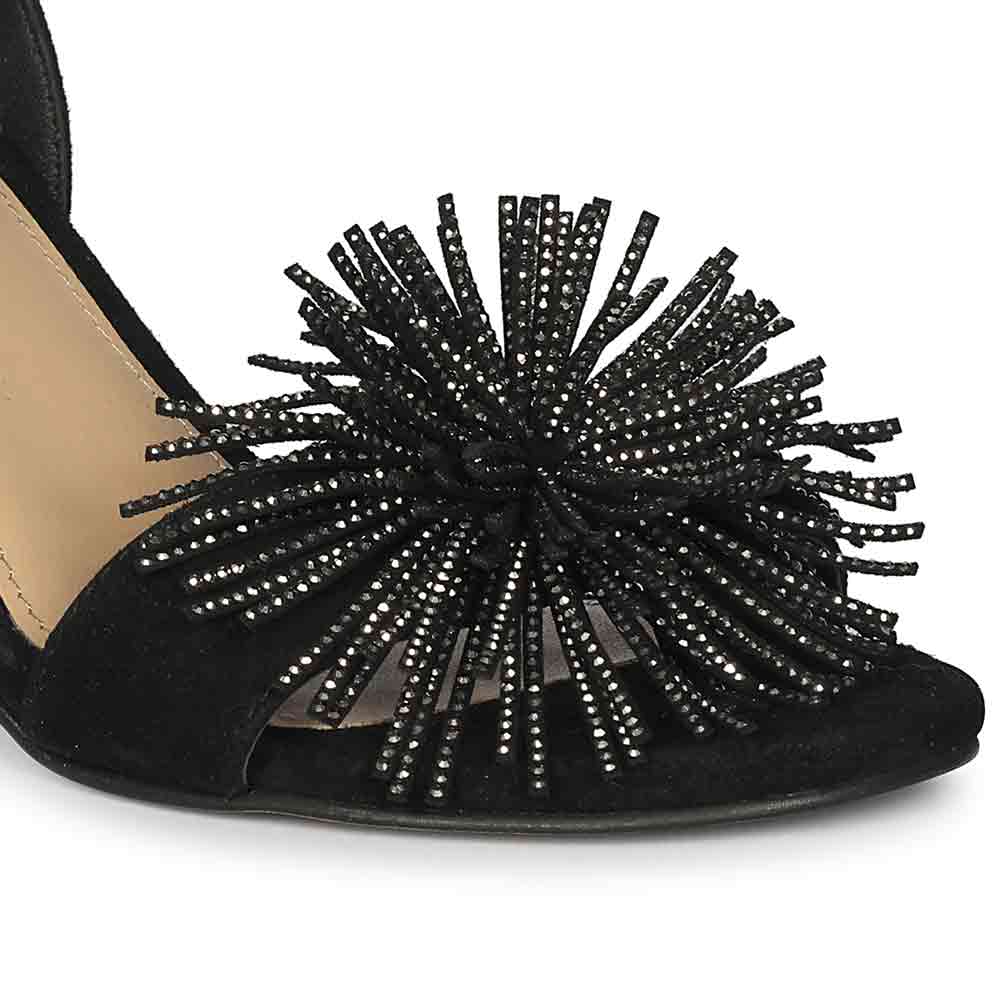 Saint Liora Black Suede Fringe Stilettos