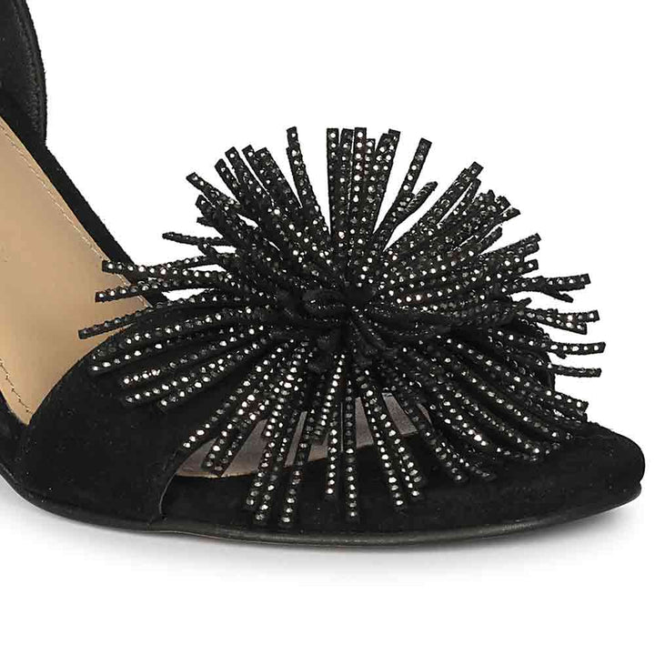 Saint Liora Black Suede Fringe Stilettos