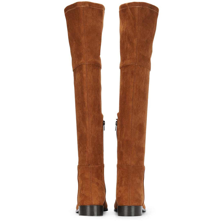 Saint Ophelia Tan Stretch Suede Above The Knee Boots
