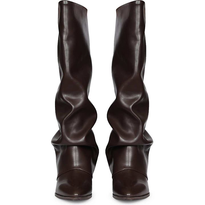 Saint Brown Leather Wedge Long Boots
