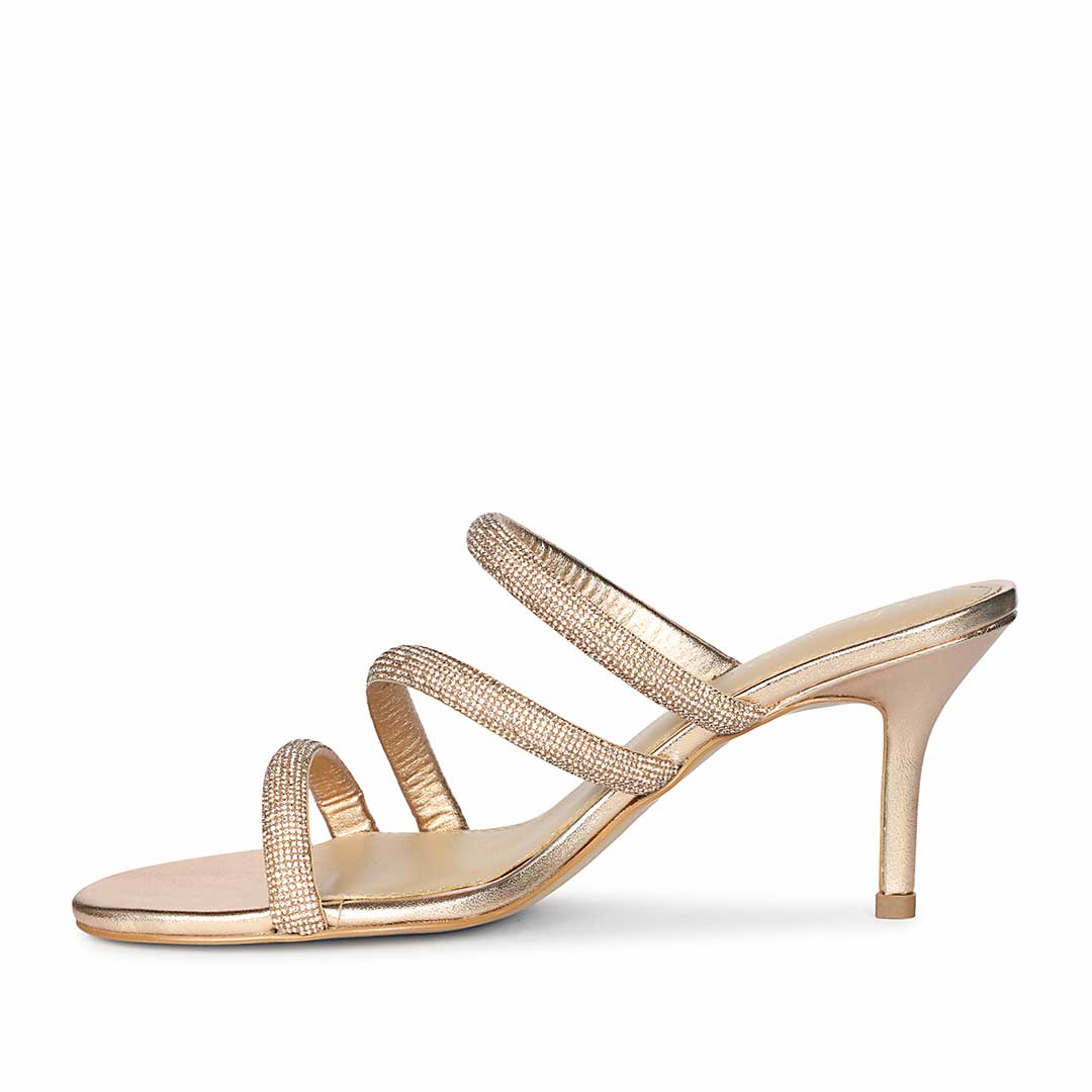 Saint Layla Crystal Cord Rose  Gold Leather Stilettos