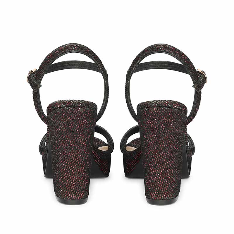 Saint Merrily Bordo Glitter Fabric Block Heels