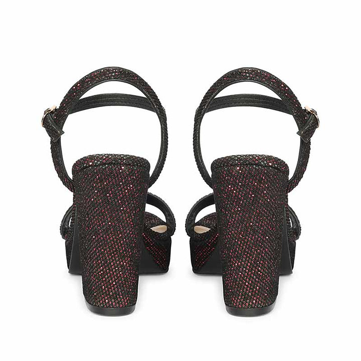 Saint Merrily Bordo Glitter Fabric Block Heels