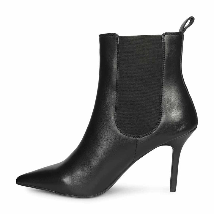 Saint Arely Black Metallic Leather Stiletto Ankle Boots