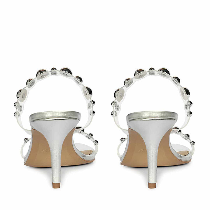 Saint Lumi Studded Silver Stiletto Heels