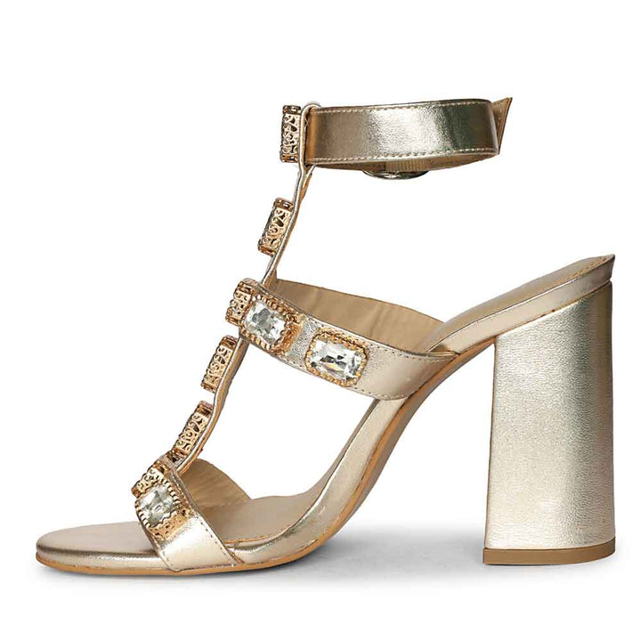 Saint Shirley Stone Embellished Cipra Leather Block Heels