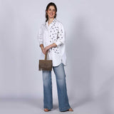 Saint Charlotte White Cotton Rhinestone Shirt