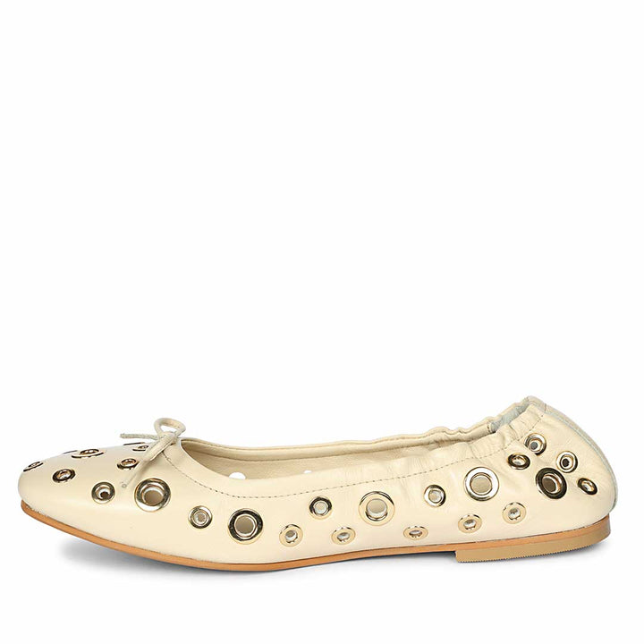 Saint Rovella Off White Eyelet Ballet Flats