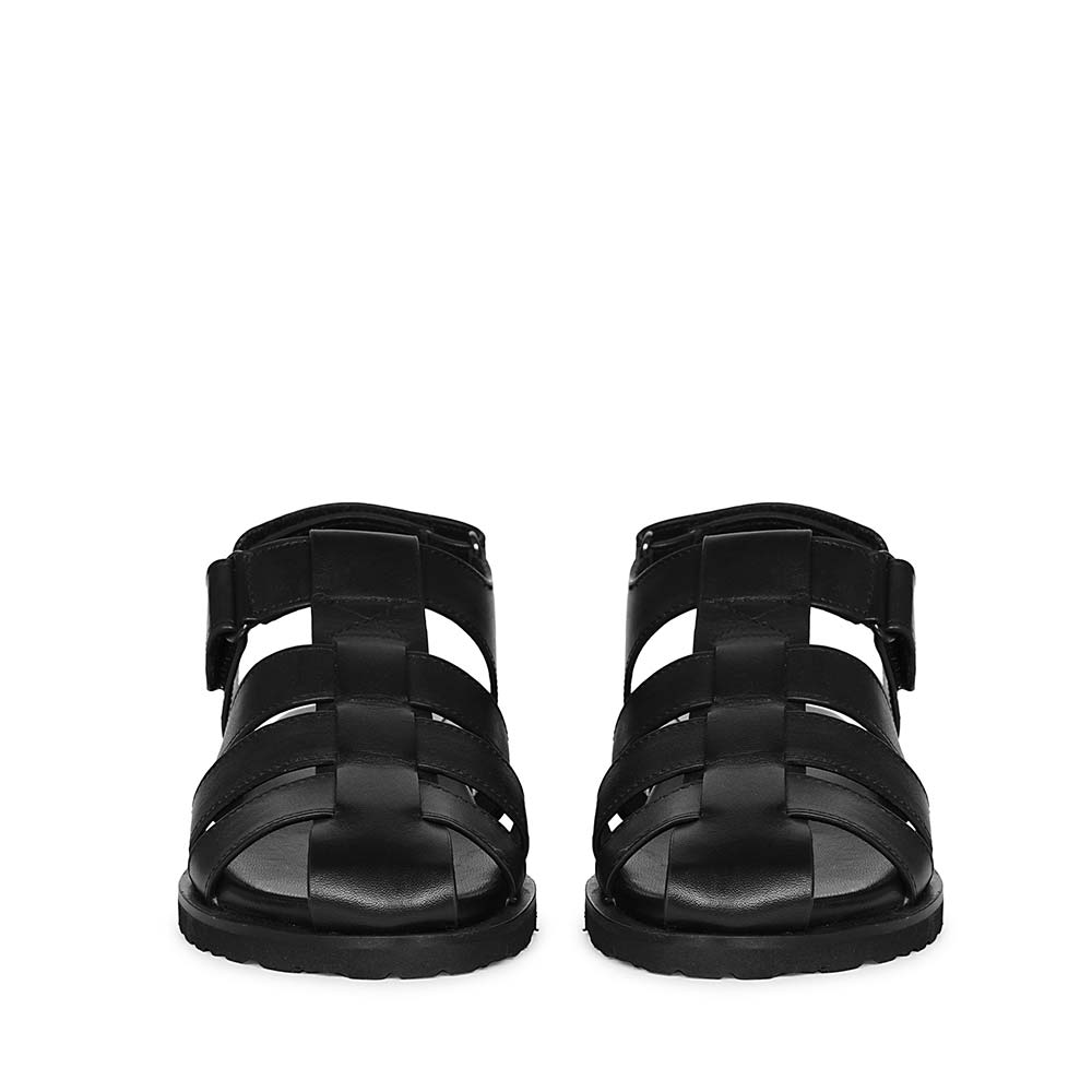 Saint Ophelia Black Leather Footbed Sandals