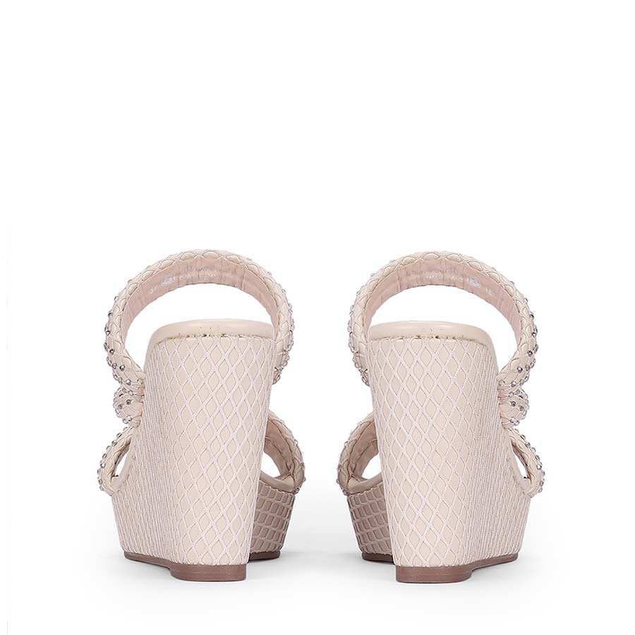 Saint Roxie Strass Cord Off White Wedges