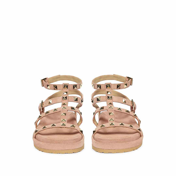 Saint Tessa Pink Blush Studded Suede Leather Footbed Sandals