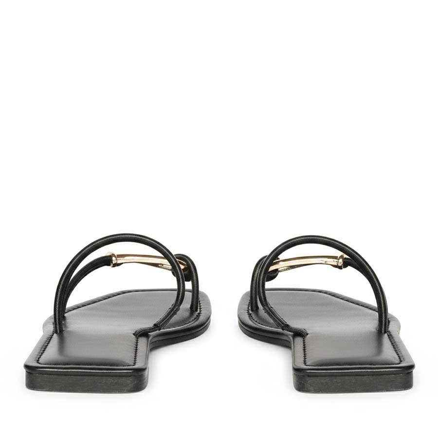 Saint Saura Black Metal Trim Leather Flats