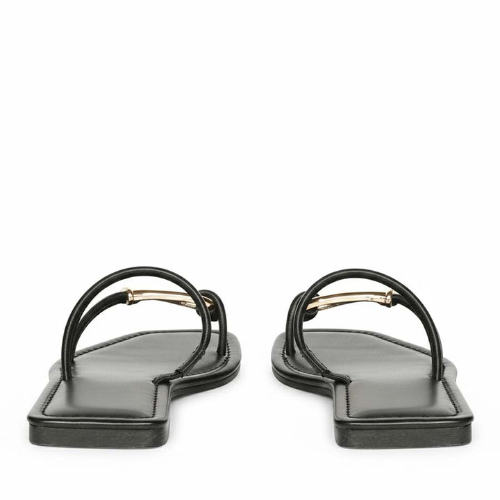 Saint Saura Black Metal Trim Leather Flats