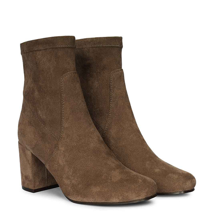 Saint Taupe Leather High Ankle Boots