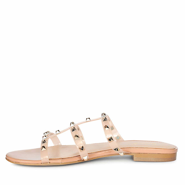Saint Venera Metal Studded Blush Vegan Leather Flats