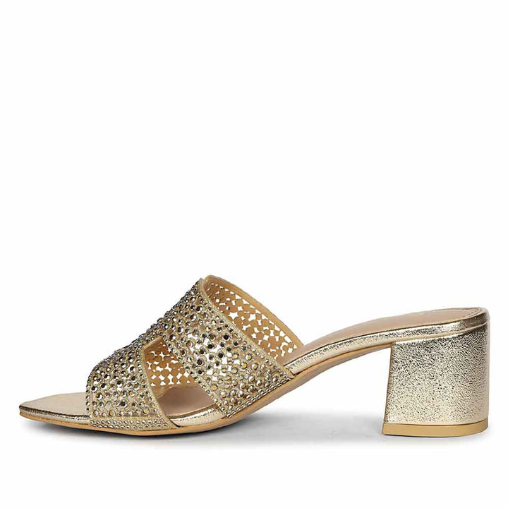 Saint Gold Leather Block Heels