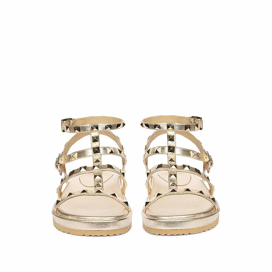 Saint Tessa Platin Studded Leather Footbed Sandals
