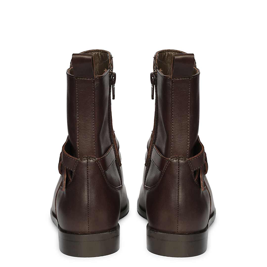 Saint Zola Brown Leather Buckle Ankle Boots