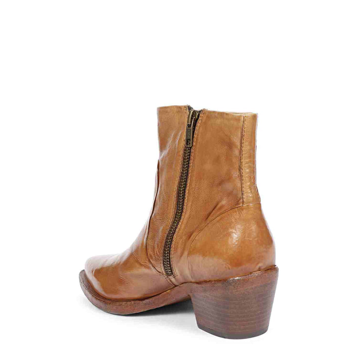 Saint Emelia Tan Leather Washed Ankle Boot