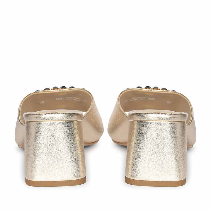 Saint Aurora Gold Metallic Jeweled Heels