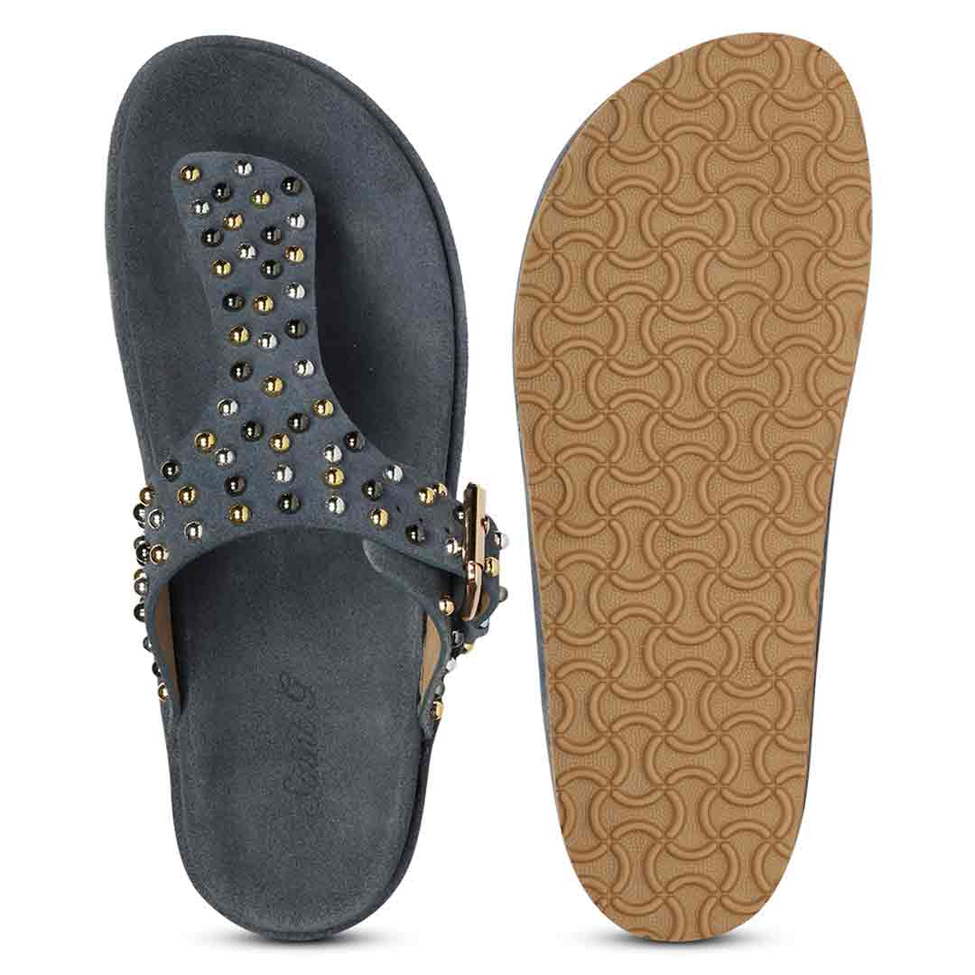 Saint Blue Leather Footbed