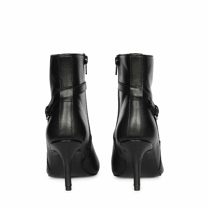 Saint Regina Golden Buckle Black Leather Ankle Boots