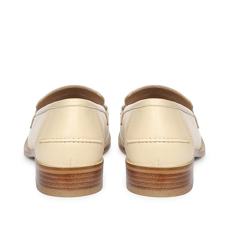 Saint Livia Crystal Buckle Beige Leather Moccasins