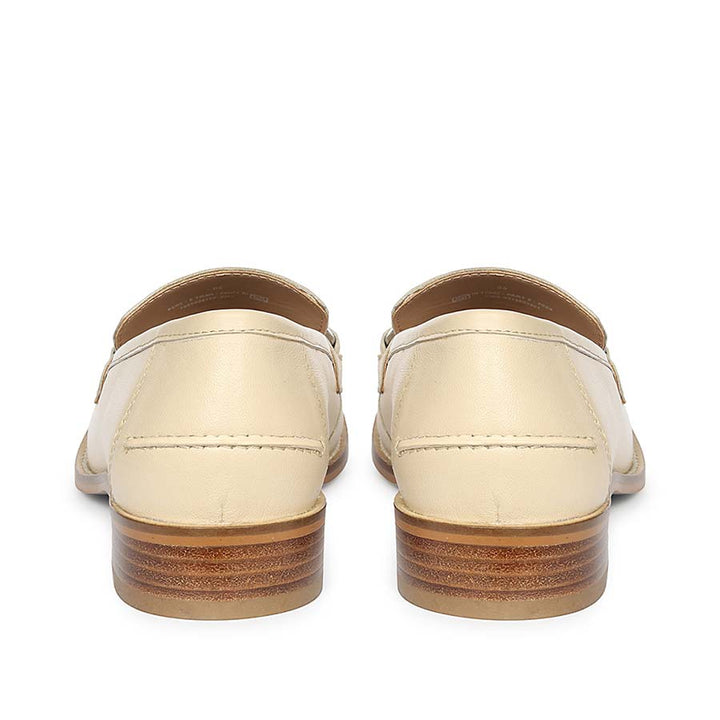 Saint Livia Crystal Buckle Beige Leather Moccasins