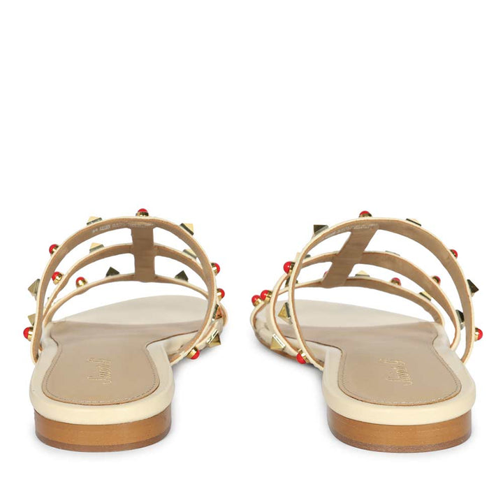 Saint Valene Studded  Off-White Leather Flats