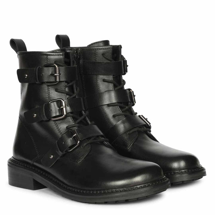 Saint Juliette Black Leather High Ankle Boots