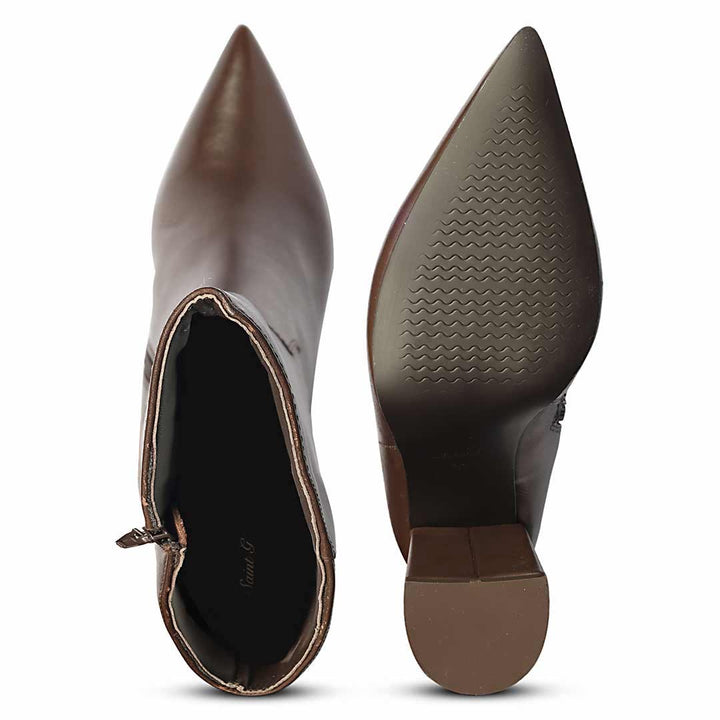 Saint Celia Brown Leather Block Heel Long Boots