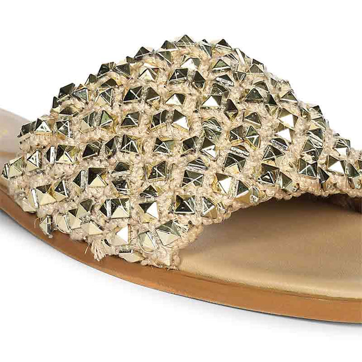 Saint Tara Glow Mesh Beige Leather Flats