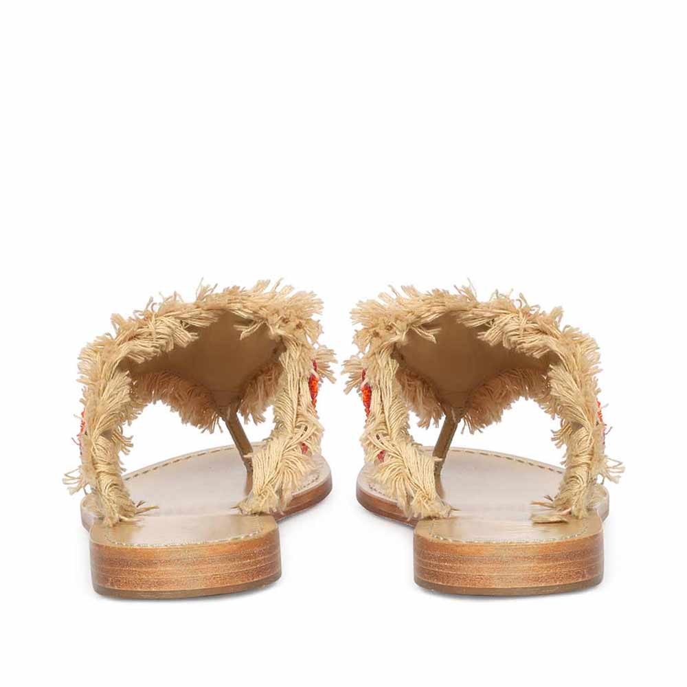 Saint Flora Coral Hand-Embroidered Leather Flats