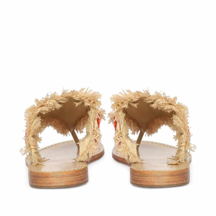 Saint Flora Coral Hand-Embroidered Leather Flats